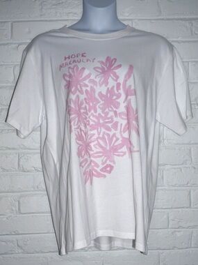 Hope Macaulay Pink Floral T-Shirt Size: XXL  100% Organic Cotton New Oversized